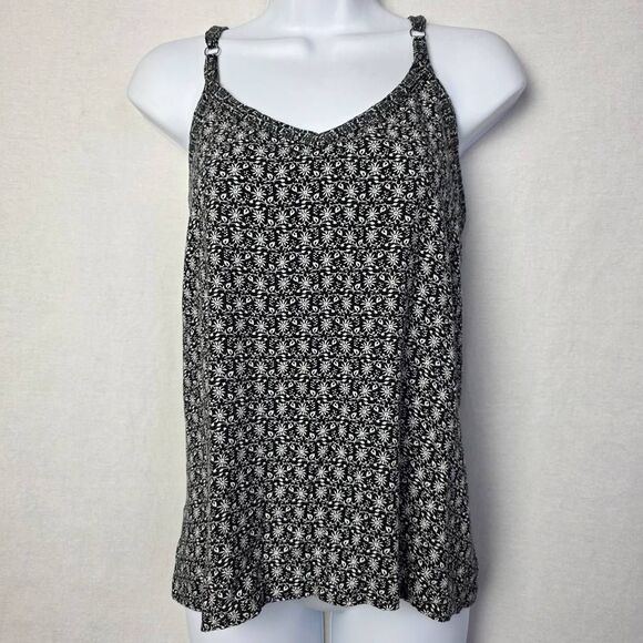 Maurices Black White Floral Sleeveless Tank Top L - Picture 1 of 7